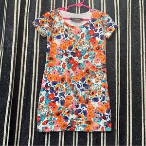 Un Deux Trois Floral Kids Dress - Orange, Blue, White